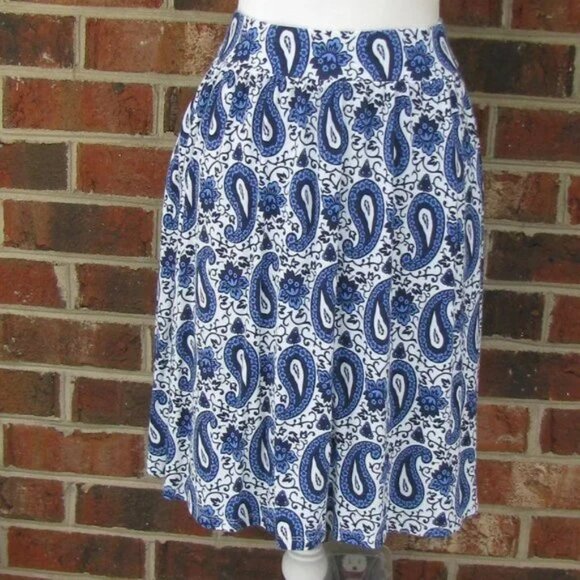 Boden Women Jersey Skirt Hyacinth Blue Enchanting Paisley pull on soft stretch - Picture 4 of 5